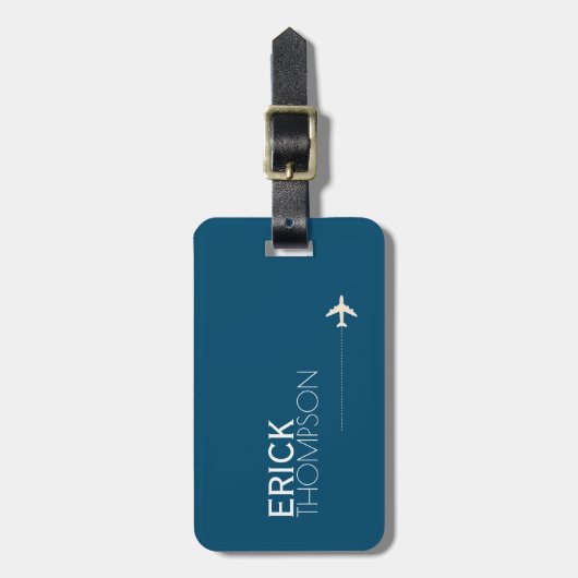 青パーソナライズされたエレガント色 ラゲッジタグ (正面縦)