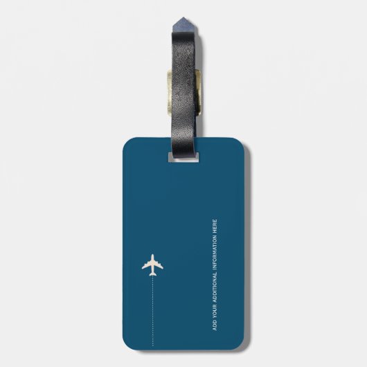 青パーソナライズされたエレガント色 ラゲッジタグ (裏面縦)