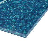青パーソナライズされたグリッター切削盤 カッティングボード (角)