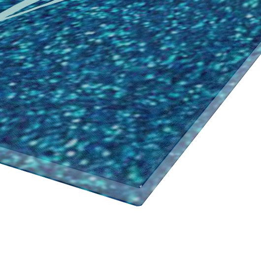 青パーソナライズされたグリッター切削盤 カッティングボード (角)