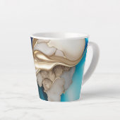 青パーソナライズされたスタイリッシュと金ゴールド カフェラテマグ (右アングル)