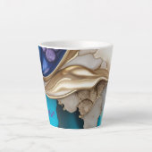 青パーソナライズされたスタイリッシュと金ゴールド カフェラテマグ (正面)