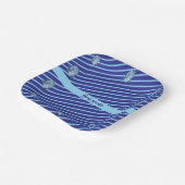 青パーソナライズされたストライプの ペーパープレート (傾斜あり)