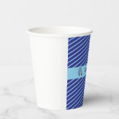 青パーソナライズされたストライプの 紙コップ (右)