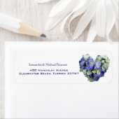 青パーソナライズされたハートアジサイ結婚ズ ラベル (インサイチュ)