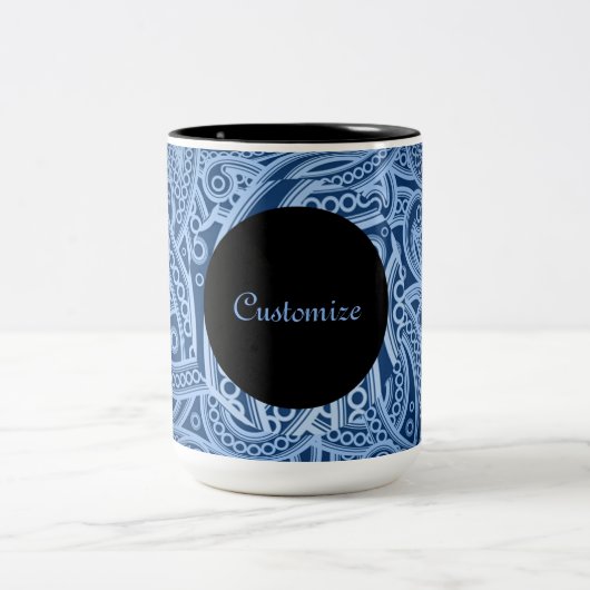 青パーソナライズされたファンキーペイズリーパターンMAG ツートーンマグカップ (中央)