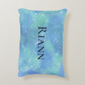 青パーソナライズされたファンタジーガーリープリンセス アクセントクッション (裏面(縦))