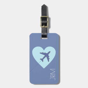 青パーソナライズされたフェミニン愛の飛行機旅行 ラゲッジタグ
