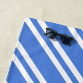 青パーソナライズされたフランスのと白のストライプ ビーチタオル (インサイチュ)