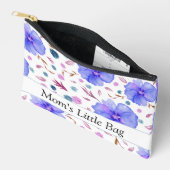 青パーソナライズされたフローラアクセサリーポーチ アクセサリーポーチ (見開き)