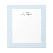 青パーソナライズされたフローラパターン（の模様が）あるメモ帳 ノートパッド (正面)