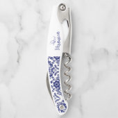 青パーソナライズされたフローラワインオープナー ソムリエナイフ (裏面)