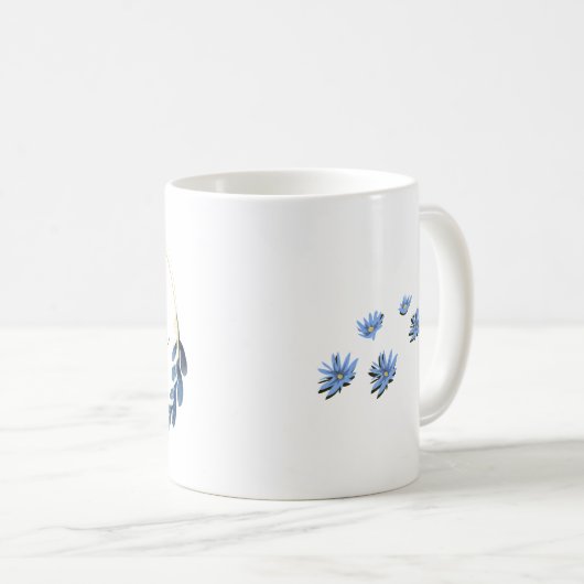 青パーソナライズされたフローラTouch。 コーヒーマグカップ (正面右)