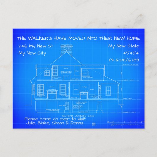 青パーソナライズされたプリントの移動通知、トレンディー ポストカード (正面)
