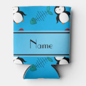 青パーソナライズされたペンギンの名前イクロオ 缶クーラー (正面)