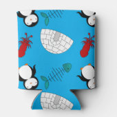 青パーソナライズされたペンギンの名前イクロオ 缶クーラー (裏面)