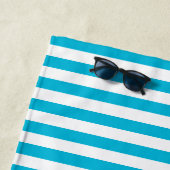 青パーソナライズされたモダンストライプの模様 ビーチタオル (インサイチュ)