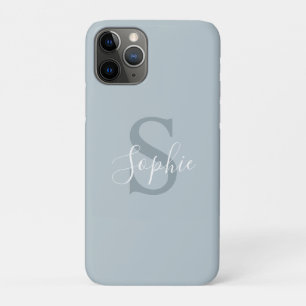 青パーソナライズされたモダン姓モノグラム iPhone 11 PROケース