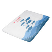 青パーソナライズされたモダン海沿岸魚 バスマット (アングル)
