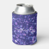 青パーソナライズされたモダン紫スターコスモスの名前 缶クーラー (缶正面)