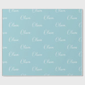 青パーソナライズされたモダン緑のスクリプト名 ラッピングペーパー (フラット)