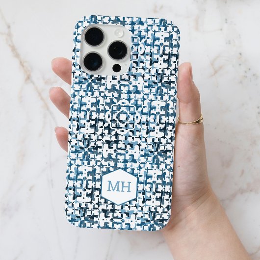 青パーソナライズされたモノグラムの抽象芸術 Case-Mate iPhoneケース