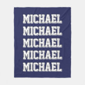 青パーソナライズされたモノグラム名 フリースブランケット (正面)