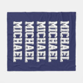 青パーソナライズされたモノグラム名 フリースブランケット (正面(横))