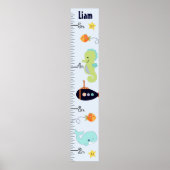 青パーソナライズされたラグーン/クジラ/魚の成長図 ポスター (正面)