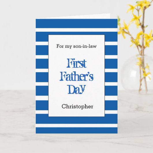 青パーソナライズされた一父の義父の日 カード (黄色い花)