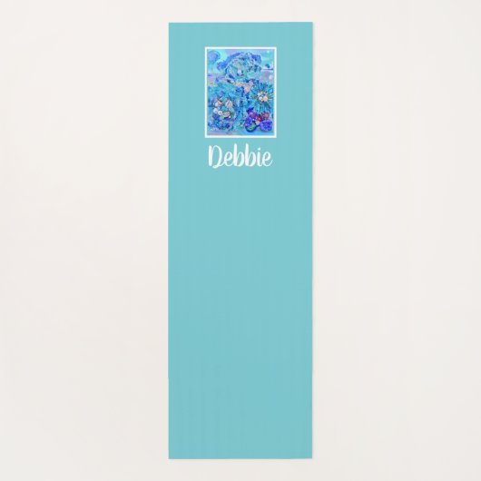 青パーソナライズされた万華鏡のように千変万化するパターン ヨガマット (裏面)