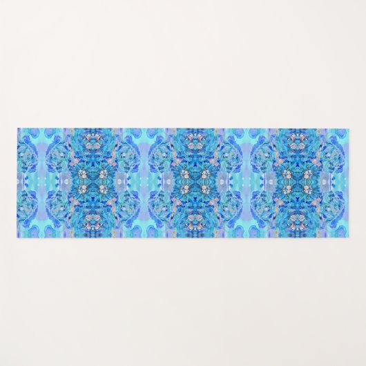 青パーソナライズされた万華鏡のように千変万化するパターン ヨガマット (正面(横))