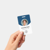 青パーソナライズされた写真、ロゴ、バーコード従業員 バッジ (手持ち)