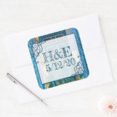 青パーソナライズされた動揺して絵を描扉 スクエアシール (封筒)