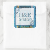 青パーソナライズされた動揺して絵を描扉 スクエアシール (バッグ)