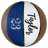 青パーソナライズされた名ボールプレイヤー番号 バスケットボール (縦)