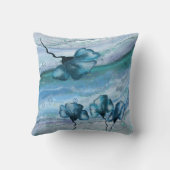 青パーソナライズされた大理石花枕 クッション (裏面)