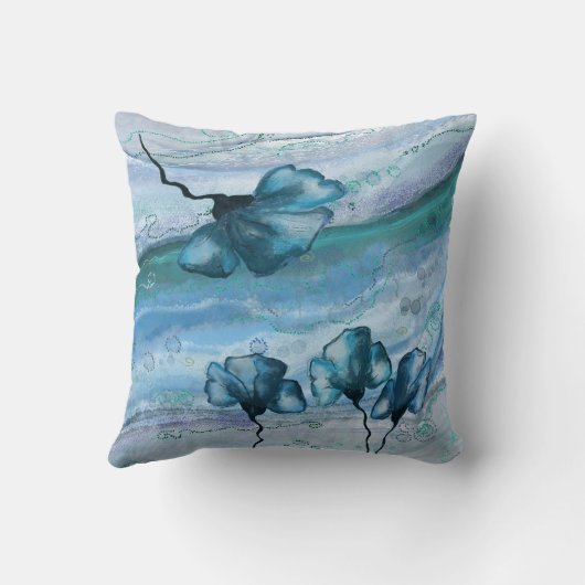 青パーソナライズされた大理石花枕 クッション (裏面)