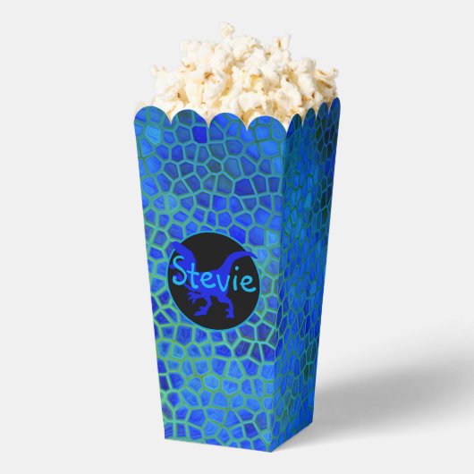 青パーソナライズされた恐竜の隠れ家 フェイバーボックス (はじけた状態)