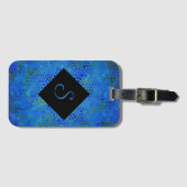 青パーソナライズされた恐竜の隠れ家 ラゲッジタグ (正面横)