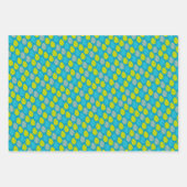 青パーソナライズされた恐竜パターン ラッピングペーパーシート (正面3)