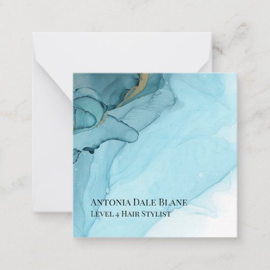 青パーソナライズされた抽象芸術ノートカード ノートカード (正面)