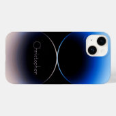 青パーソナライズされた放射状テクスチャiphone 15 Case-Mate iPhoneケース (裏面 (横))