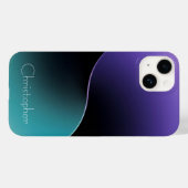 青パーソナライズされた放射状テクスチャiphone 15 Case-Mate iPhoneケース (裏面 (横))