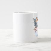 青パーソナライズされた方花モノグラ縁どム ジャンボコーヒーマグカップ (正面)