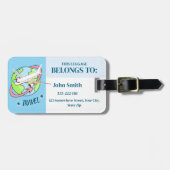 青パーソナライズされた旅行機荷物タグ ラゲッジタグ (正面横)