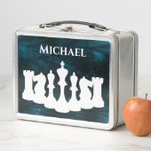 青パーソナライズされた星雲チェス駒キング メタルランチボックス (インサイチュ)