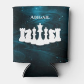 青パーソナライズされた星雲チェス駒クイーン 缶クーラー (正面)