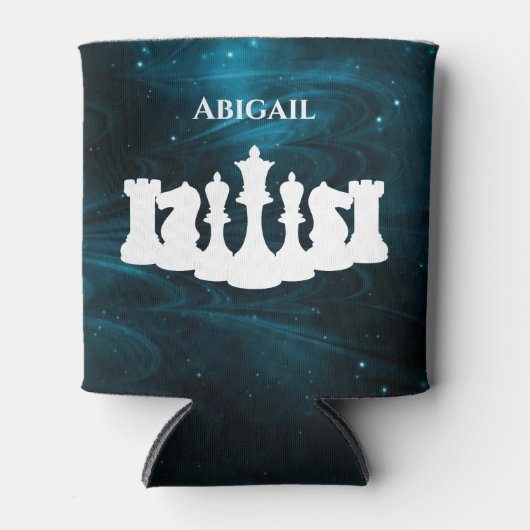 青パーソナライズされた星雲チェス駒クイーン 缶クーラー (正面)