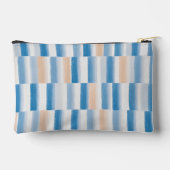 青パーソナライズされた桃の水色ストライプの アクセサリーポーチ (裏面)